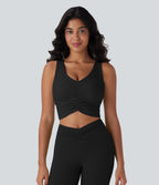 SoftlyZeroTM Airy Cut Out Ruched Cool Touch Yoga Tank Top