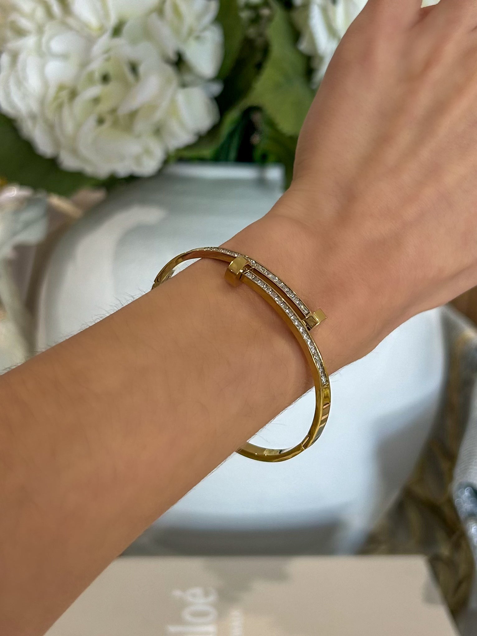 Diamante Double Screw Bangle (2 Colours)