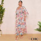 Long Sleeve Tie Back Maxi Dress in Paisley Print