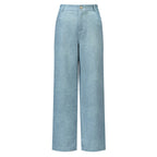 High-Waisted Light Wash Wide-Leg Denim Pants