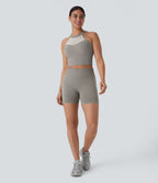 Seamless Flow High Waisted Ruched Yoga Biker Shorts 4''