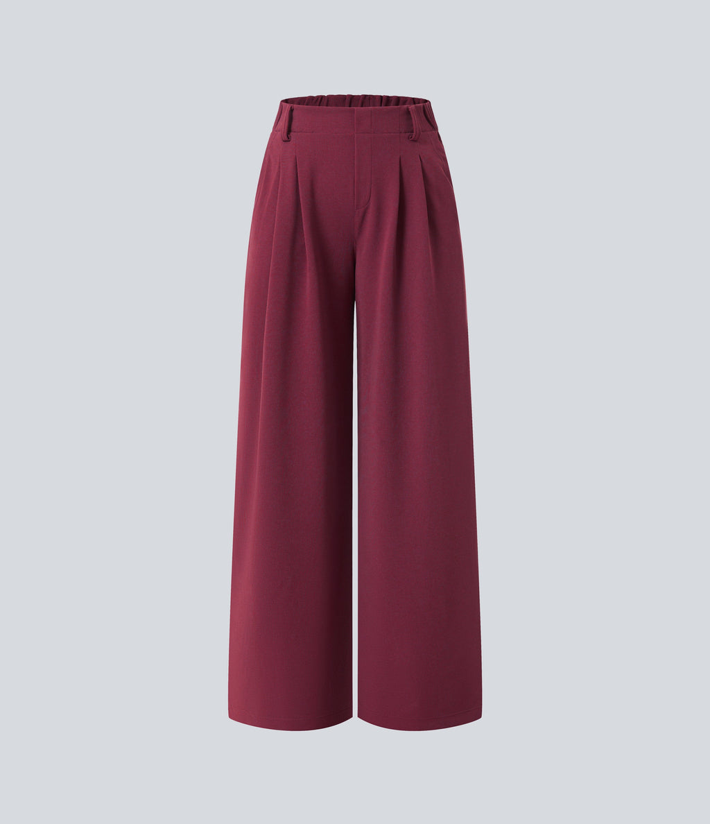 FlexTM High Waisted Side Pocket Wide Leg Waffle Work Pants