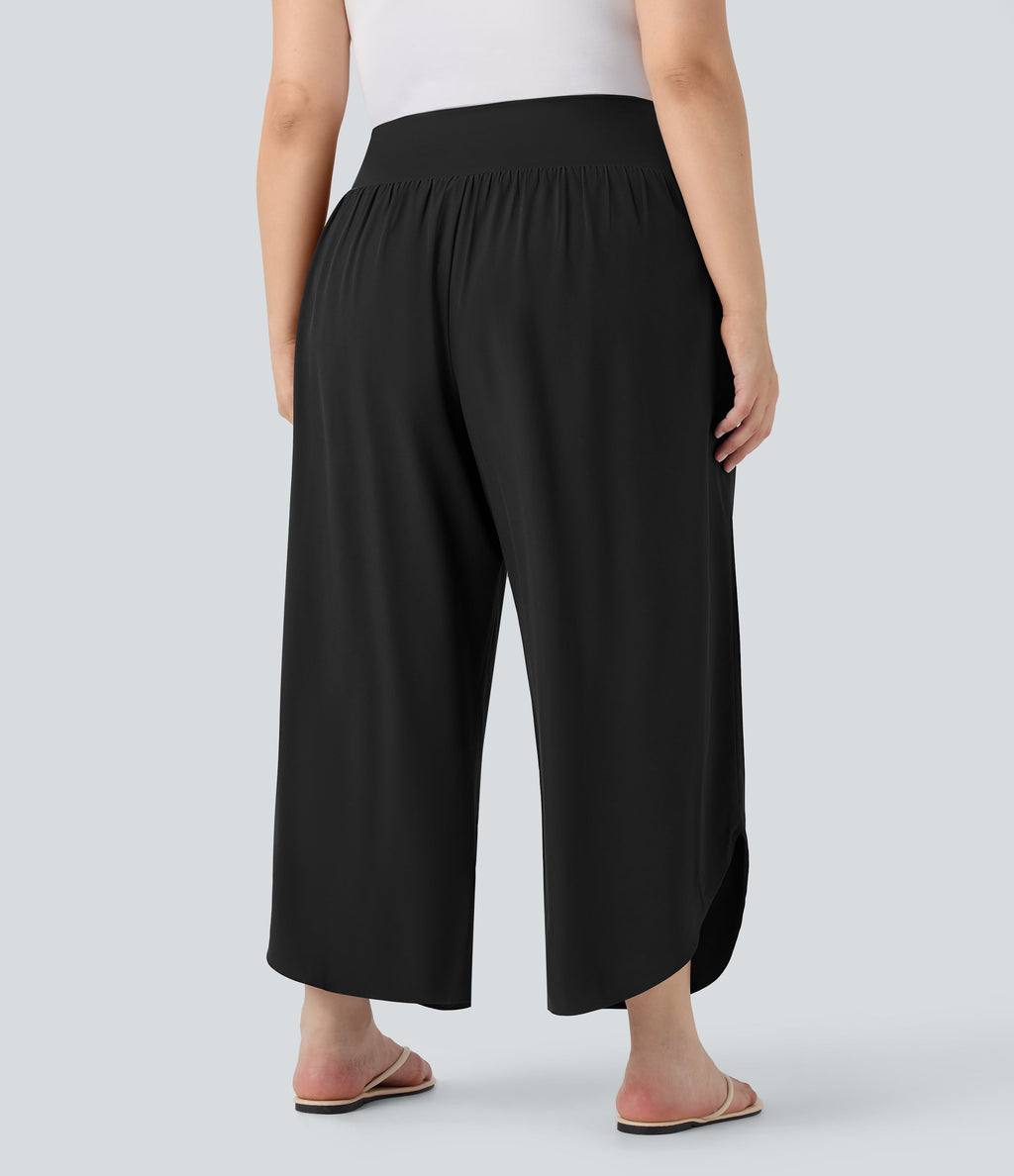 Plus Size BreezefulTM SoCinched High Waisted Tummy Control Hem Quick Dry Pants with Pockets