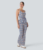 Ruffle Hem Plaid Cool Touch Yoga Cami Top