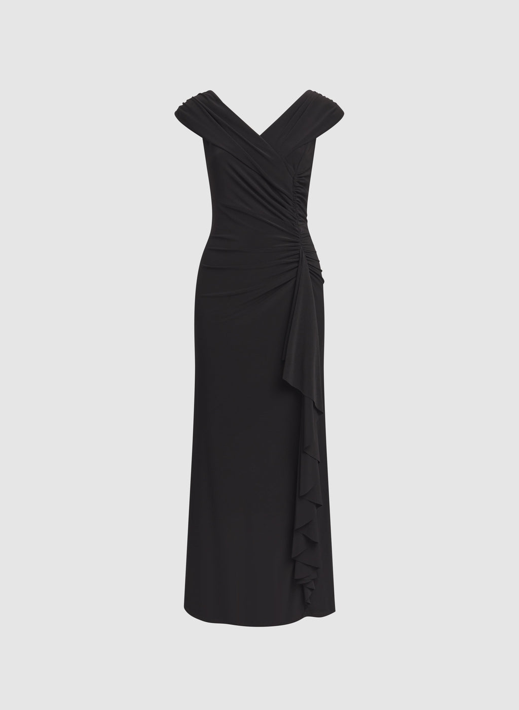 Jersey Waterfall Ruffle Dress