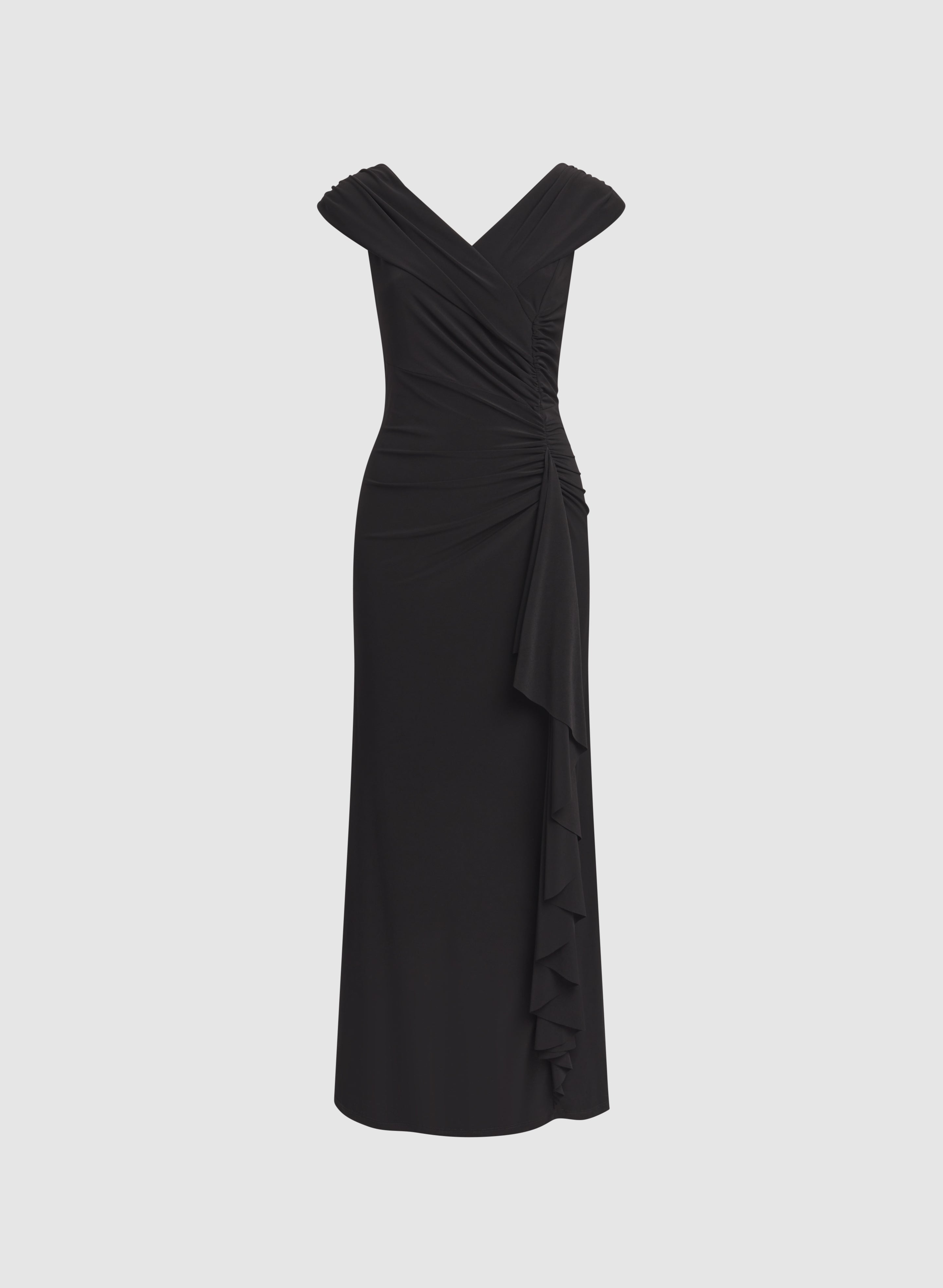 Jersey Waterfall Ruffle Dress
