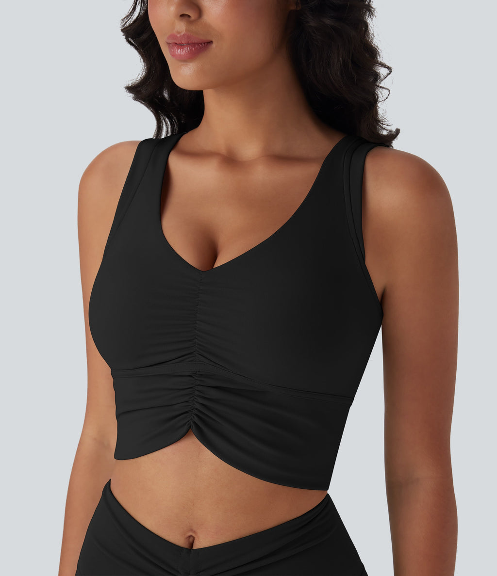 SoftlyZeroTM Airy Cut Out Ruched Cool Touch Yoga Tank Top