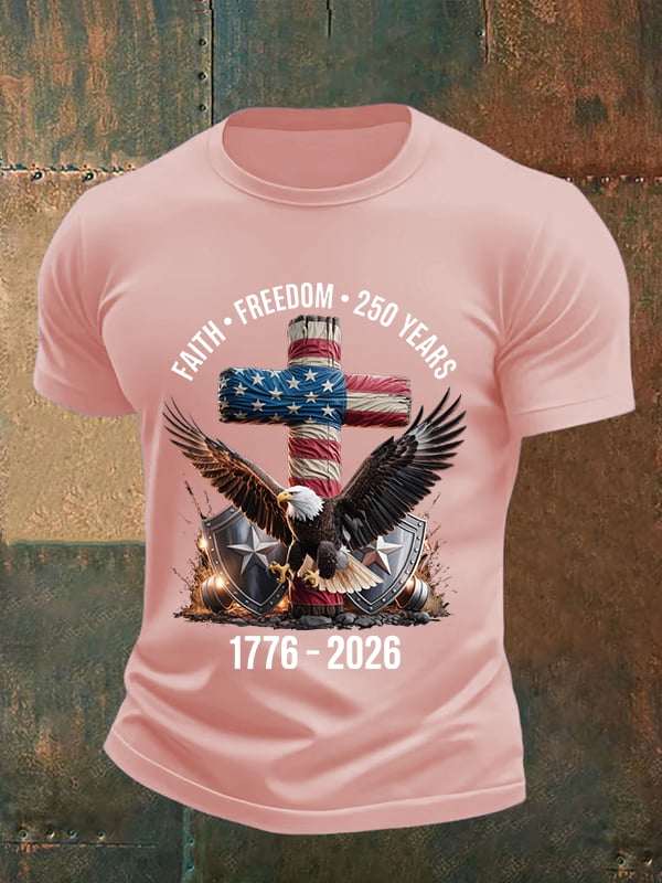 Men's  Faith-Freedom-Legacy 250 years strong Print T-Shirt