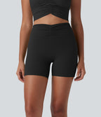 UltraSculptTM High Waisted Drawstring Ruched Yoga Biker Shorts 5'' with Pocket