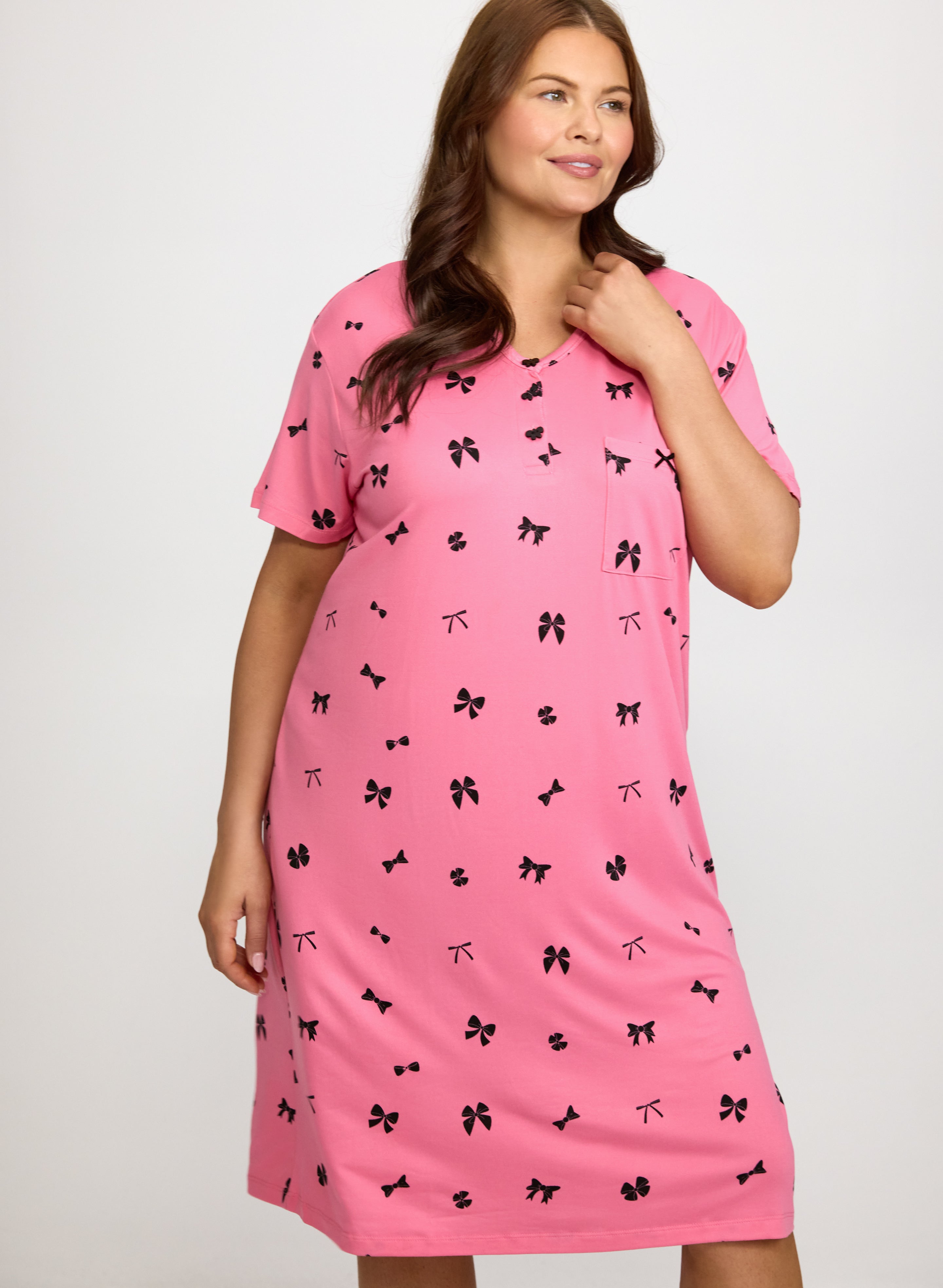 Bow Print Jersey Nightgown