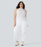 High Waisted Pockets Straight Leg Quick Dry Golf Plus Size Pants-Golf Tee-UPF40+