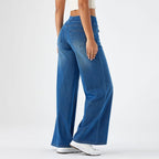 2026🔥FlexTM High Waisted Multiple Pockets Washed Stretchy Knit Casual Bootcut Jeans