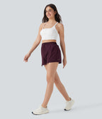 High Waisted Drawstring 2-in-1 Yoga Shorts with Pockets