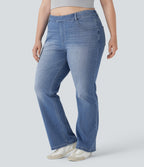 Plus Size FlexTM High Waisted Washed Casual Bootcut Jeans with Pockets