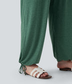 Plus Size Crossover High Waisted Drawstring Casual Joggers with Pockets