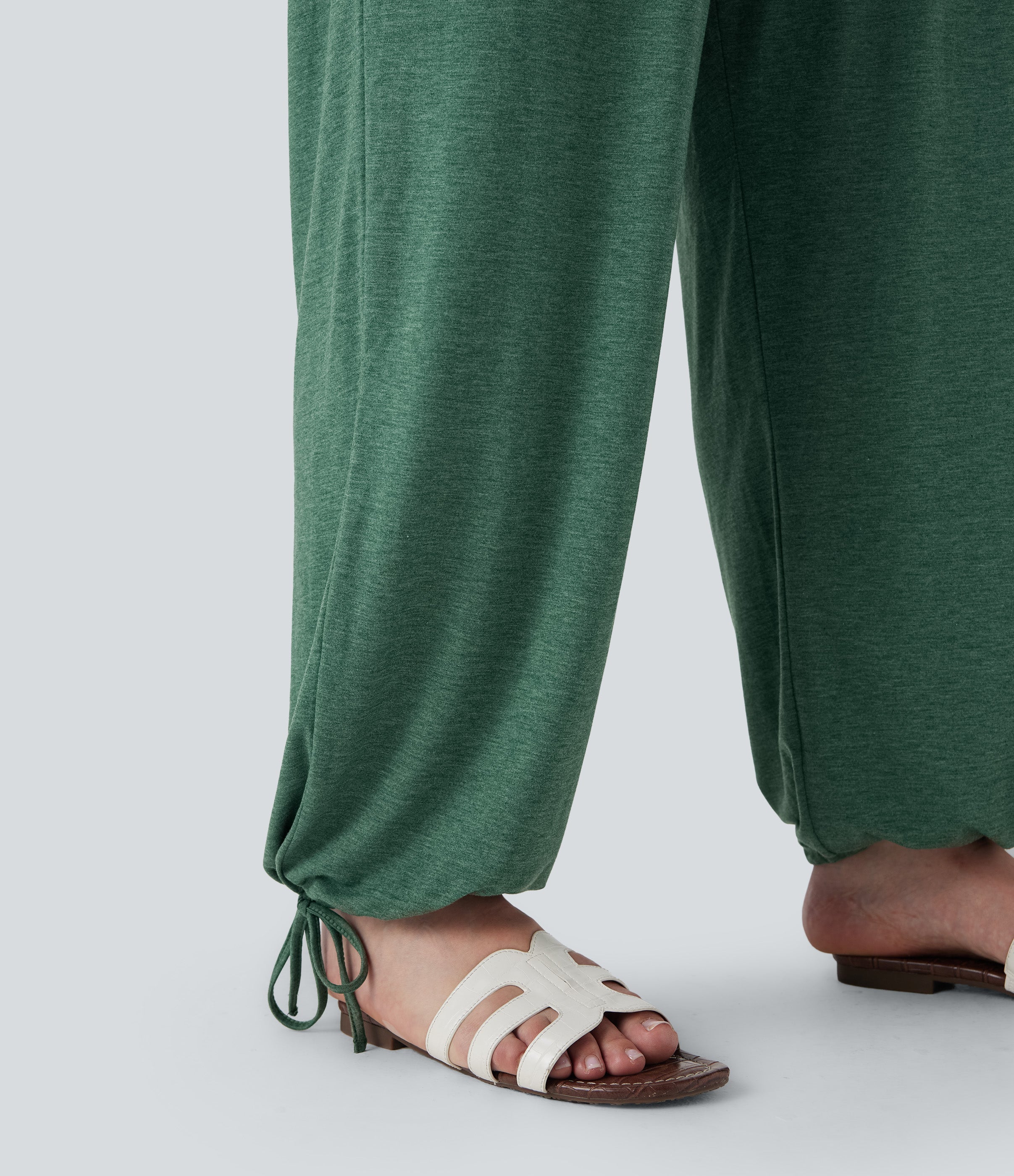 Plus Size Crossover High Waisted Drawstring Casual Joggers with Pockets