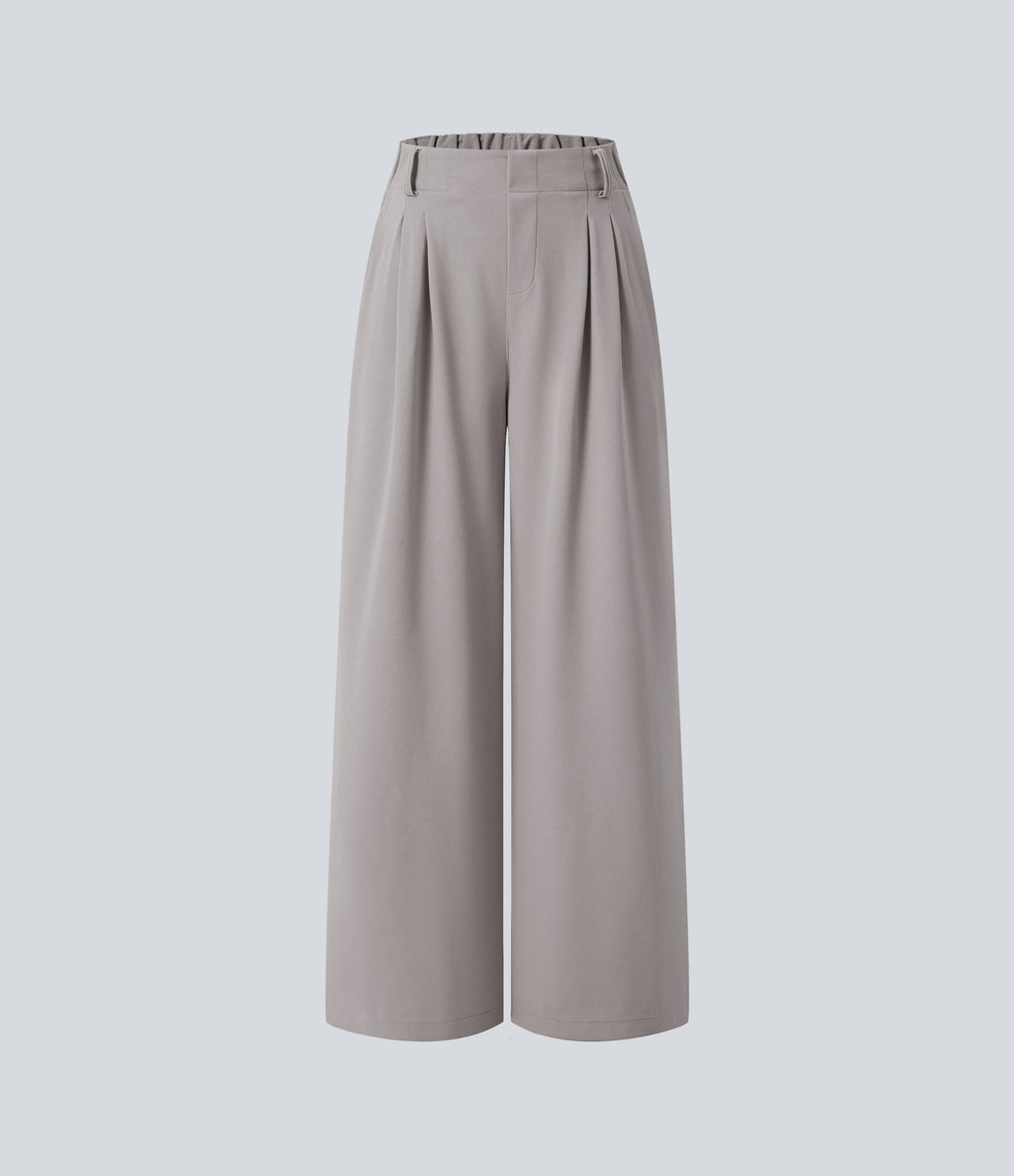 FlexTM High Waisted Side Pocket Wide Leg Waffle Work Pants