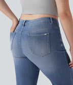 Plus Size FlexTM High Waisted Washed Casual Bootcut Jeans with Pockets