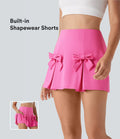 SoftlyZeroTM QuickDry High Waisted Tummy Control Removable Bow Casual Skirt with Built-in Shapewear Shorts