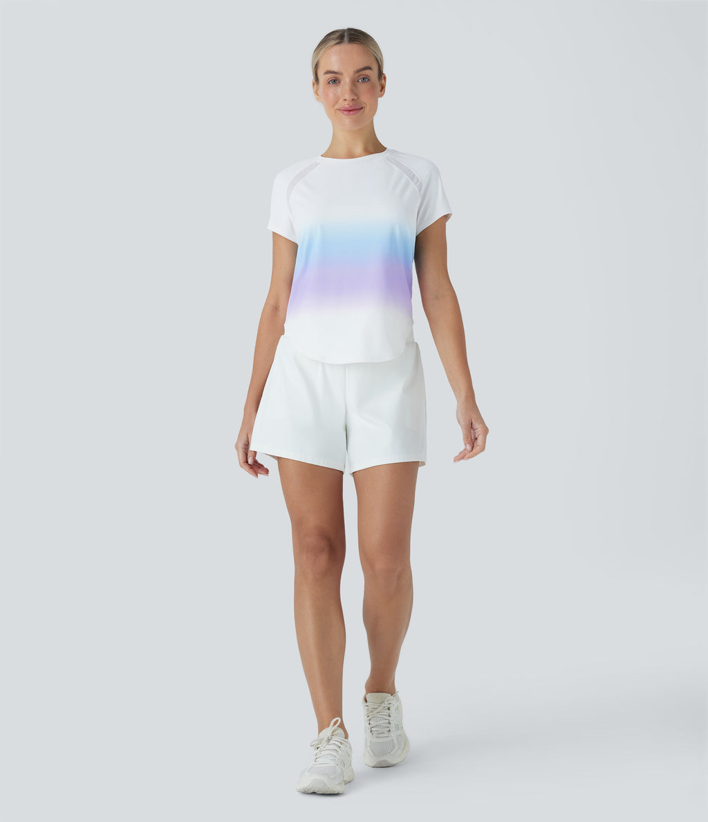SoftlyZeroTM QuickDry Round Neck Short Sleeve Gradient Running Sports Top