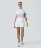 SoftlyZeroTM QuickDry Round Neck Short Sleeve Gradient Running Sports Top