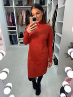 Adeena Plain Zip Detail Jumper Dress