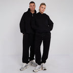 Unisex Black Minimalist Fleece Hoodie & Jogger Set Neutral Lounge Set