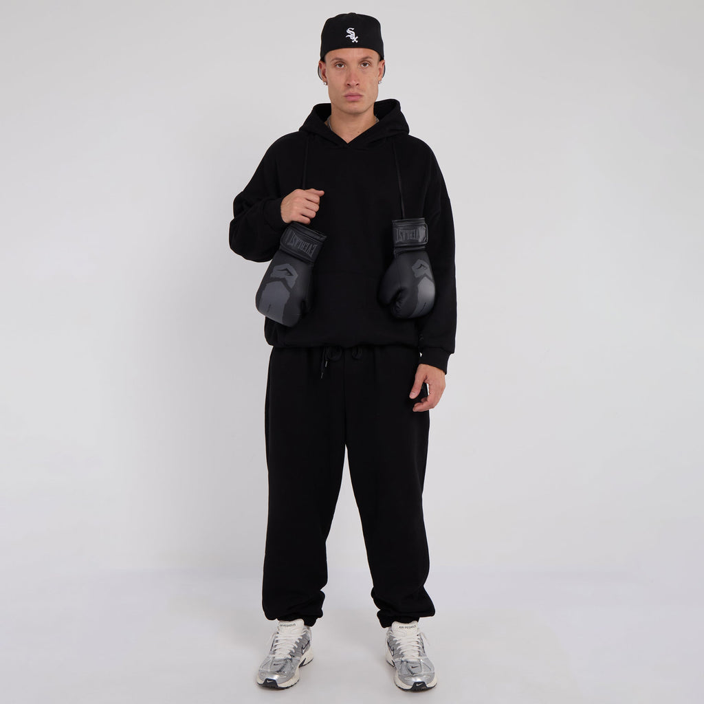 Unisex Black Minimalist Fleece Hoodie & Jogger Set Neutral Lounge Set
