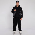 Unisex Black Minimalist Fleece Hoodie & Jogger Set Neutral Lounge Set