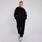 Unisex Black Minimalist Fleece Hoodie & Jogger Set Neutral Lounge Set