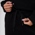 Unisex Black Minimalist Fleece Hoodie & Jogger Set Neutral Lounge Set