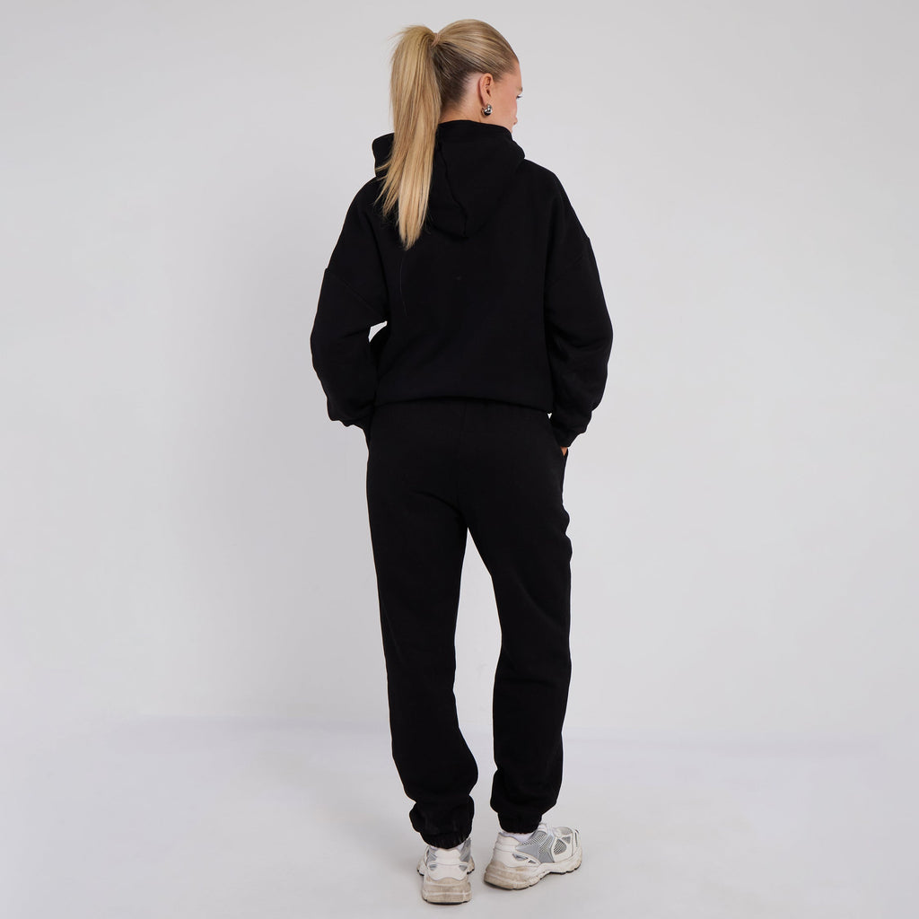 Unisex Black Minimalist Fleece Hoodie & Jogger Set Neutral Lounge Set