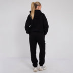 Unisex Black Minimalist Fleece Hoodie & Jogger Set Neutral Lounge Set