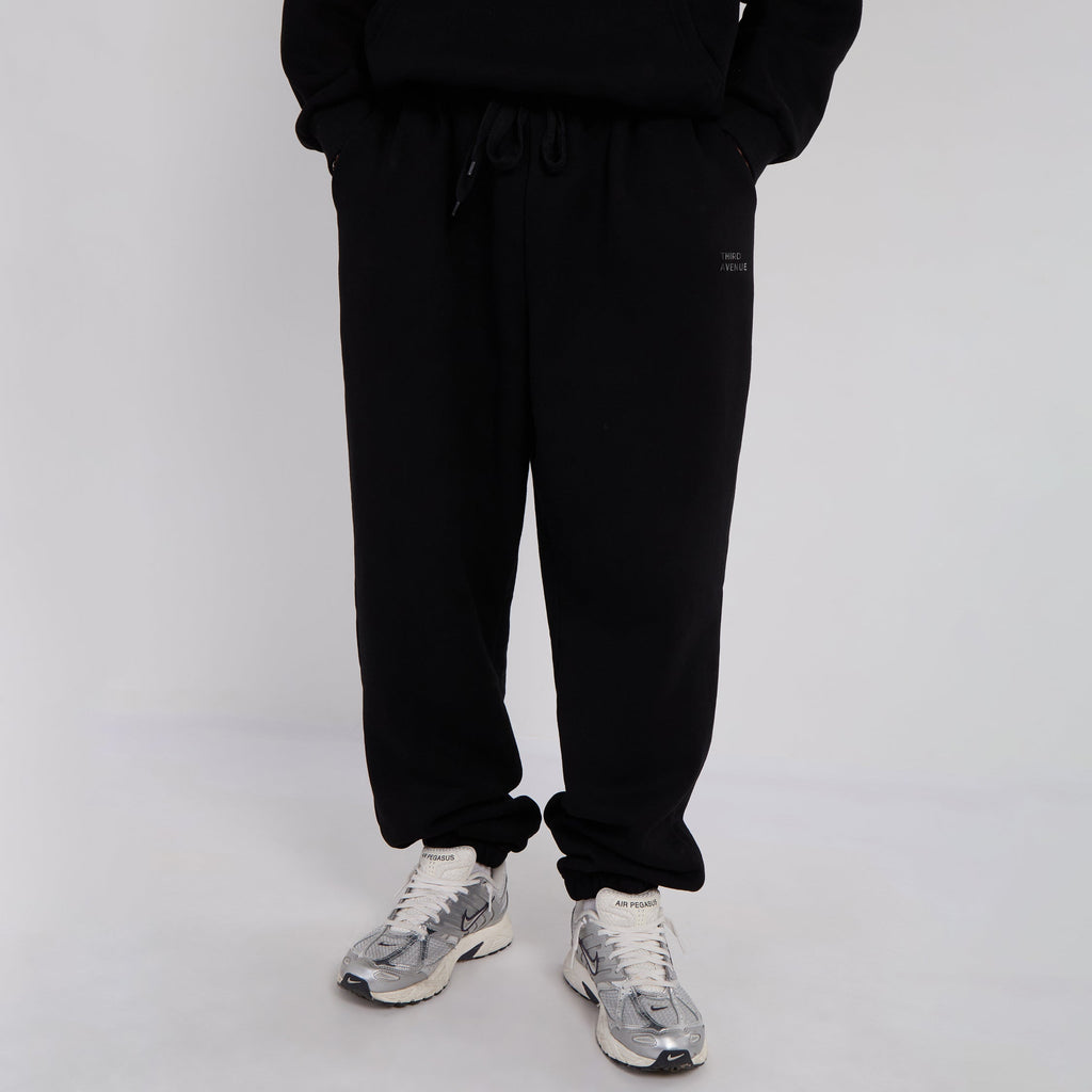 Unisex Black Minimalist Fleece Hoodie & Jogger Set Neutral Lounge Set