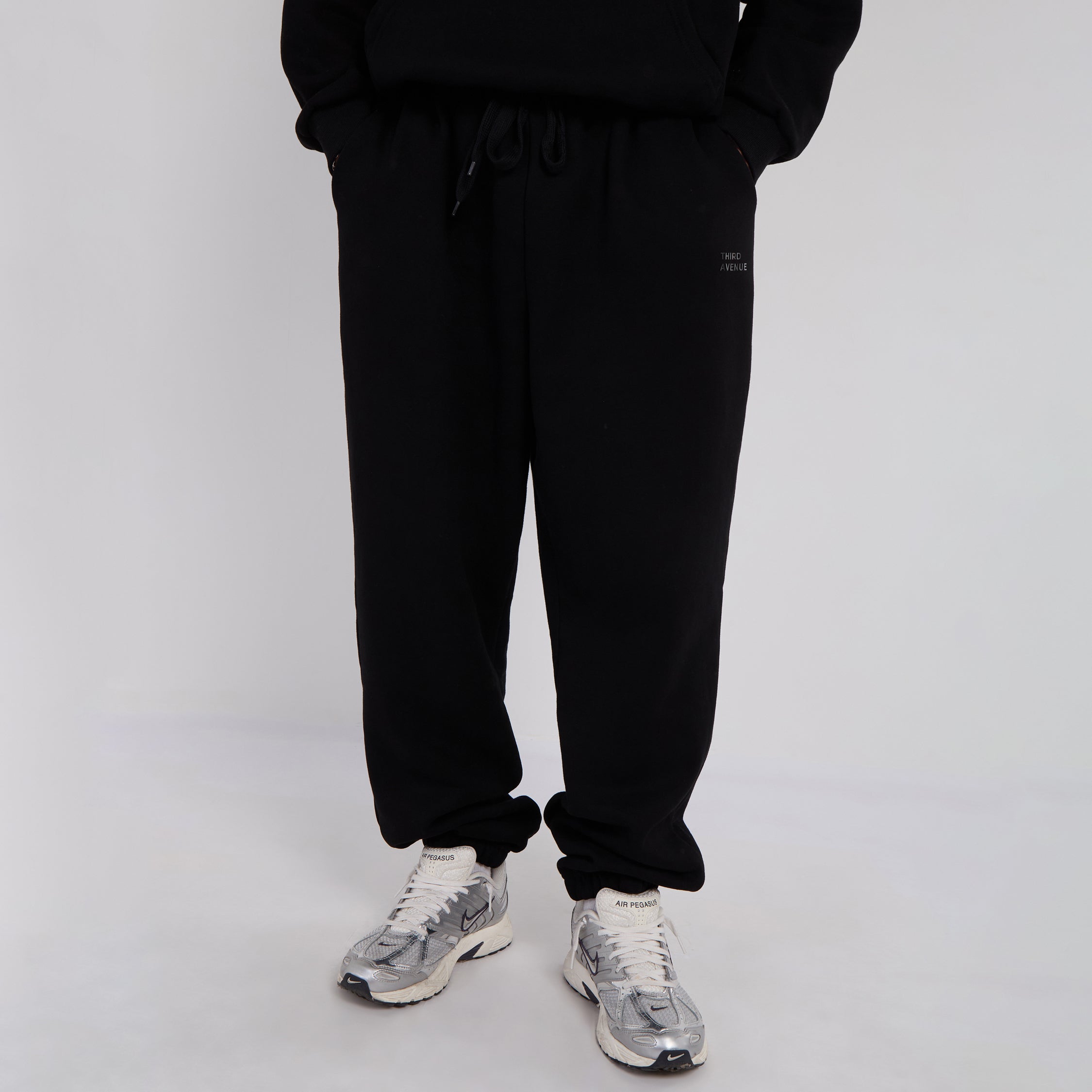 Unisex Black Minimalist Fleece Hoodie & Jogger Set Neutral Lounge Set