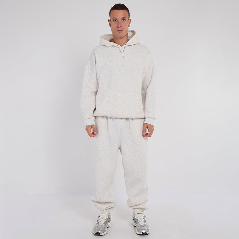 Unisex White Minimalist Fleece Hoodie & Jogger Set Neutral Lounge Set