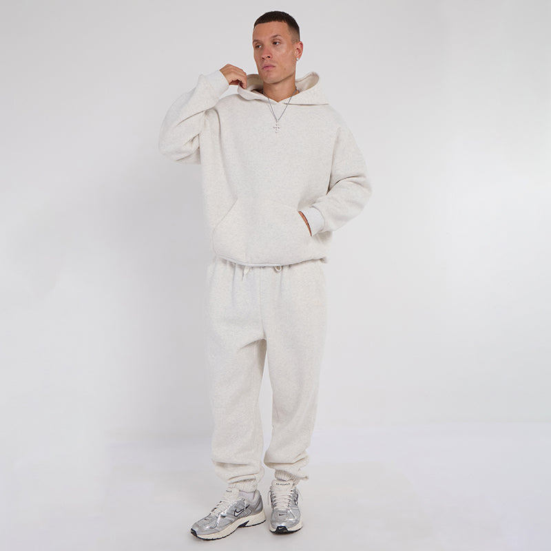 Unisex White Minimalist Fleece Hoodie & Jogger Set Neutral Lounge Set