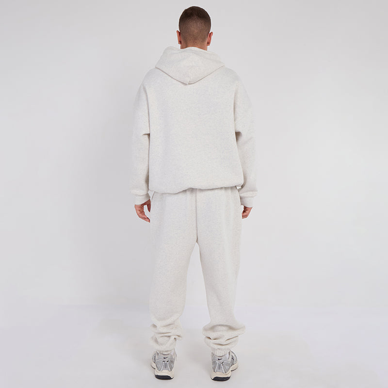Unisex White Minimalist Fleece Hoodie & Jogger Set Neutral Lounge Set