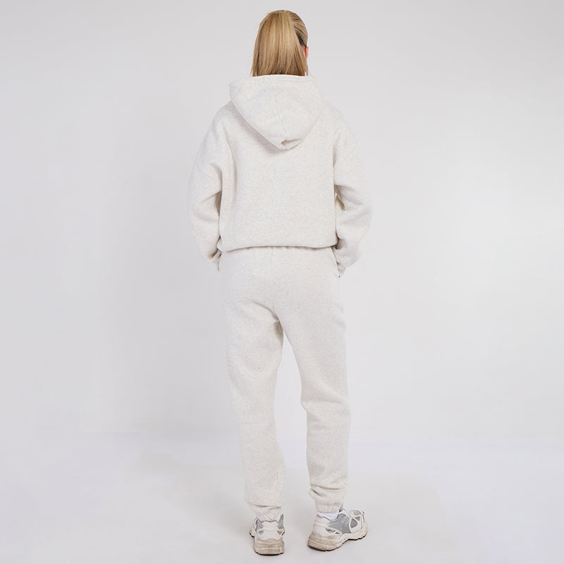 Unisex White Minimalist Fleece Hoodie & Jogger Set Neutral Lounge Set