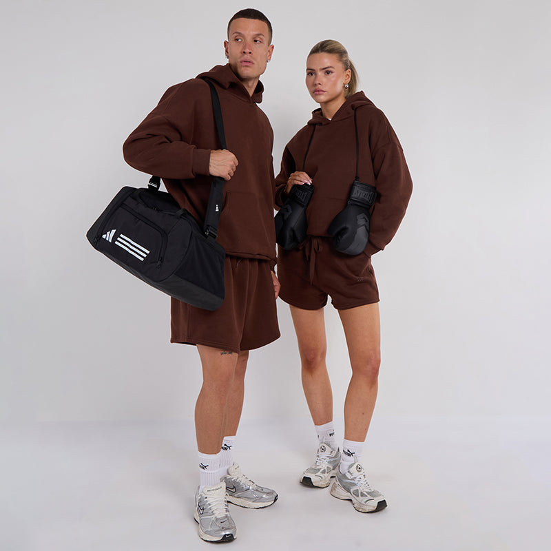 Unisex Brown Minimalist Fleece Hoodie & Jogger Set Neutral Lounge Set