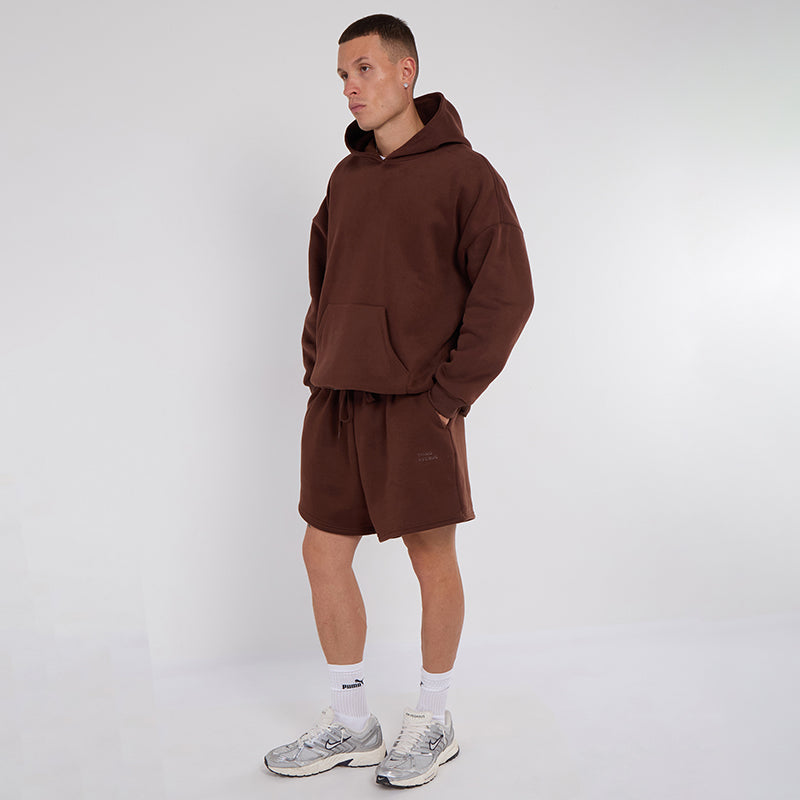 Unisex Brown Minimalist Fleece Hoodie & Jogger Set Neutral Lounge Set