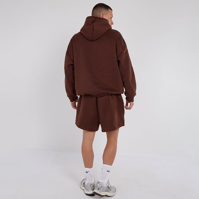 Unisex Brown Minimalist Fleece Hoodie & Jogger Set Neutral Lounge Set