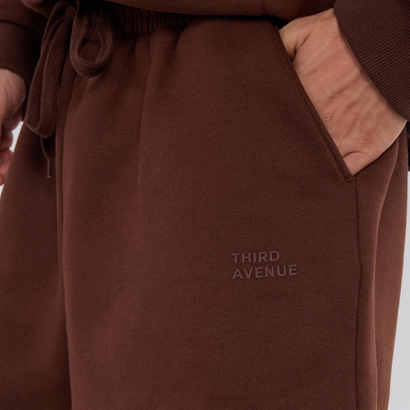 Unisex Brown Minimalist Fleece Hoodie & Jogger Set Neutral Lounge Set