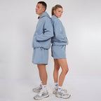 Unisex Blue Minimalist Fleece Hoodie & Jogger Set Neutral Lounge Set