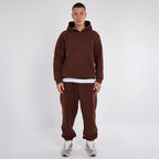 Unisex Brown Minimalist Fleece Hoodie & Jogger Set Neutral Lounge Set