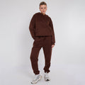 Unisex Brown Minimalist Fleece Hoodie & Jogger Set Neutral Lounge Set