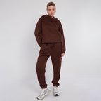 Unisex Brown Minimalist Fleece Hoodie & Jogger Set Neutral Lounge Set