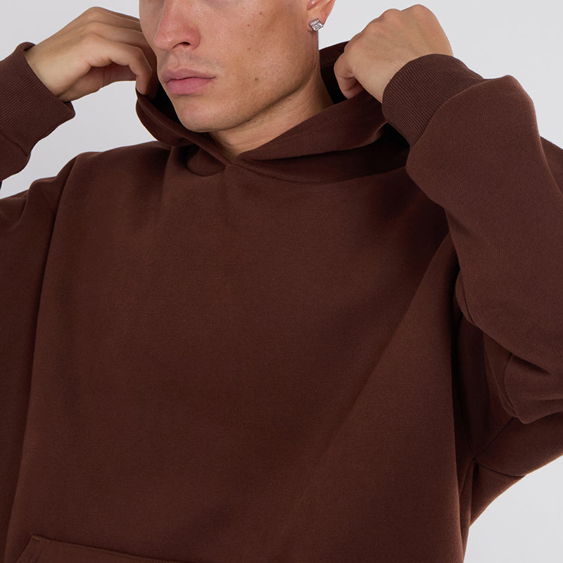Unisex Brown Minimalist Fleece Hoodie & Jogger Set Neutral Lounge Set