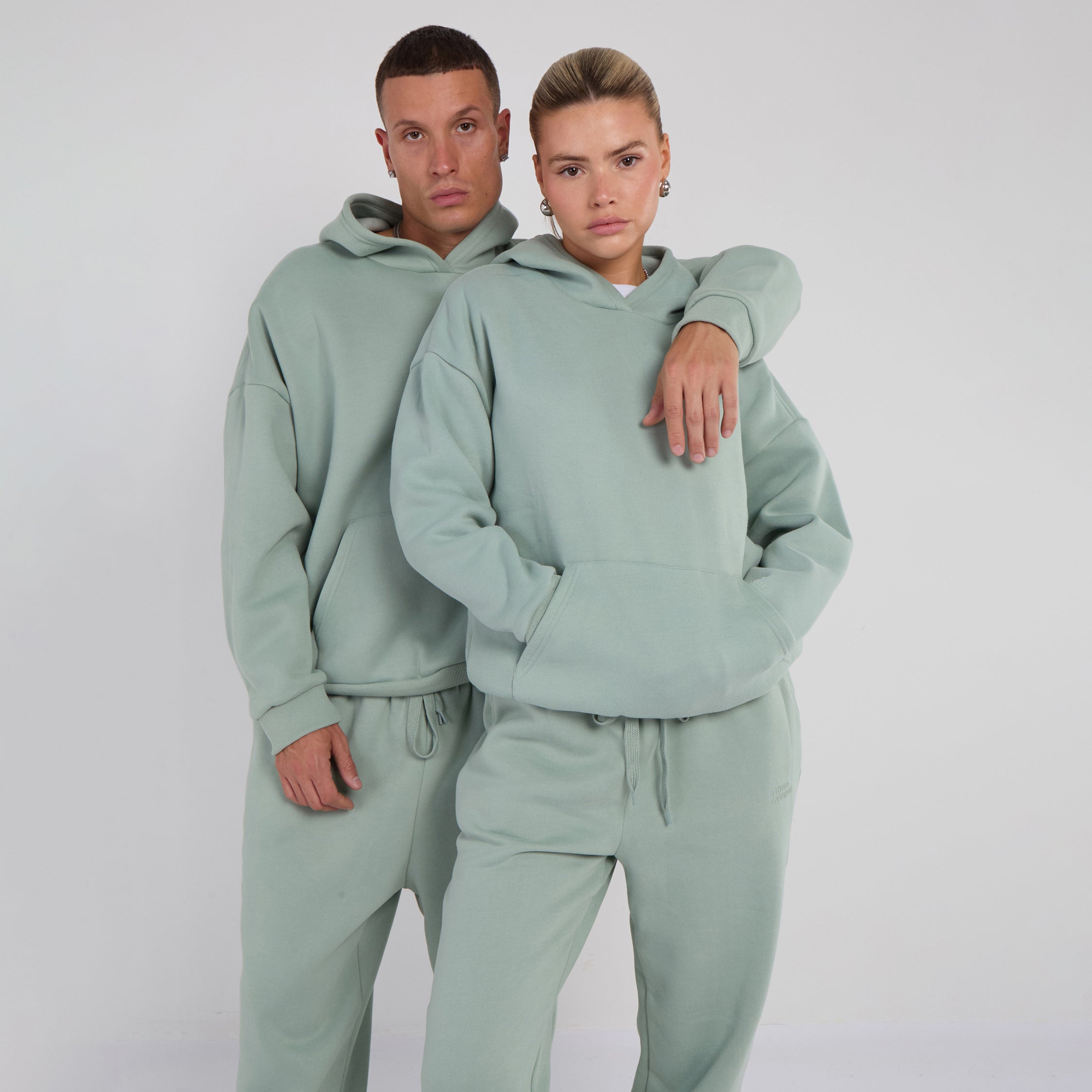 Unisex Mint Minimalist Fleece Hoodie & Jogger Tracksuit