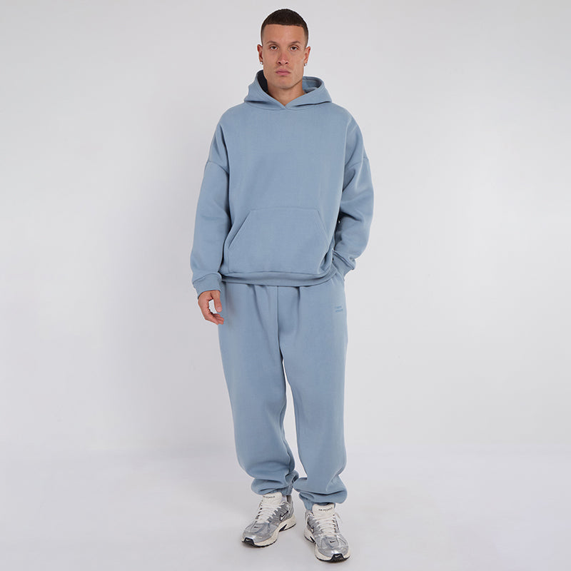 Unisex Blue Minimalist Fleece Hoodie & Jogger Set Neutral Lounge Set